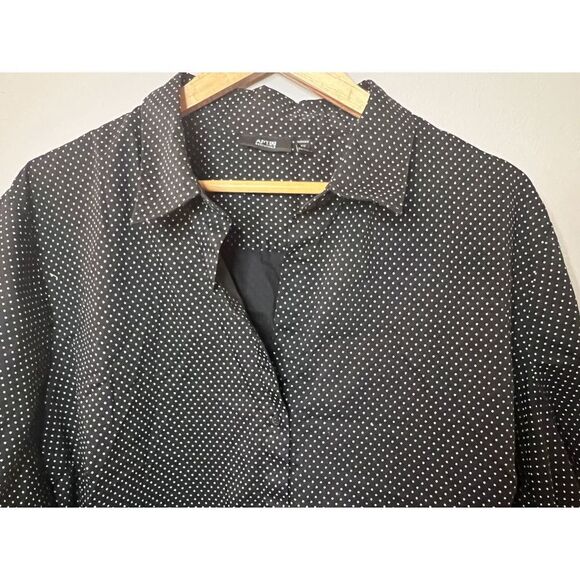Apt 9 Button-Up Shirt Black & White Polka Dot Long Sleeve Women's Size 3X - Picture 2 of 7